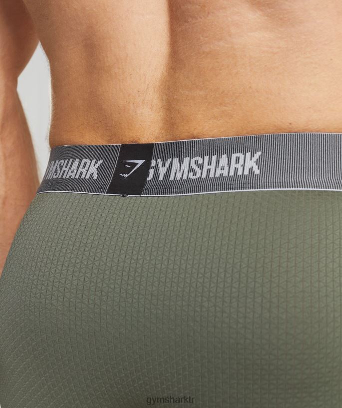 spor teknik boksörler 2pk 8H4J021045 Gymshark Giyim erkekler siyah/çekirdek zeytin