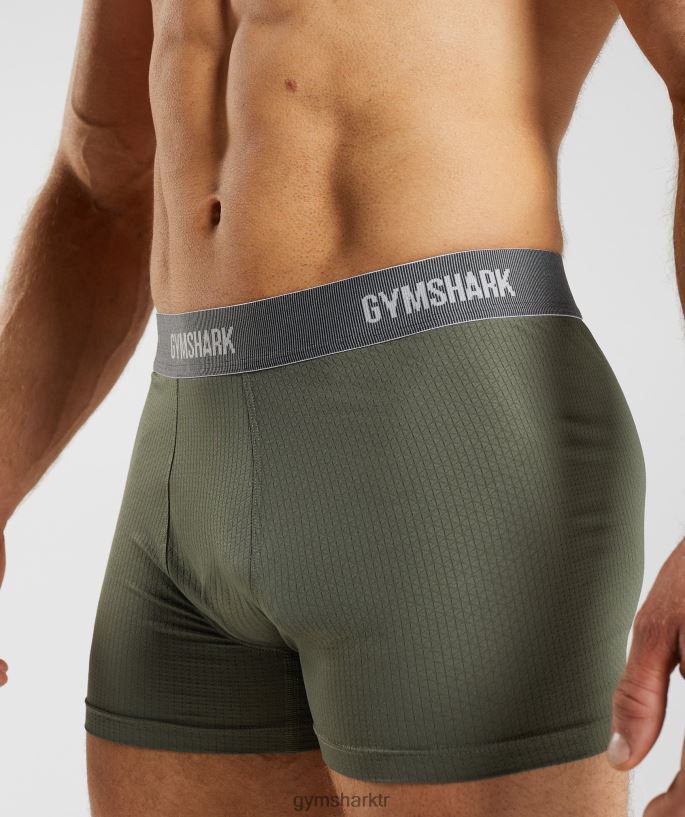 spor teknik boksörler 2pk 8H4J021045 Gymshark Giyim erkekler siyah/çekirdek zeytin
