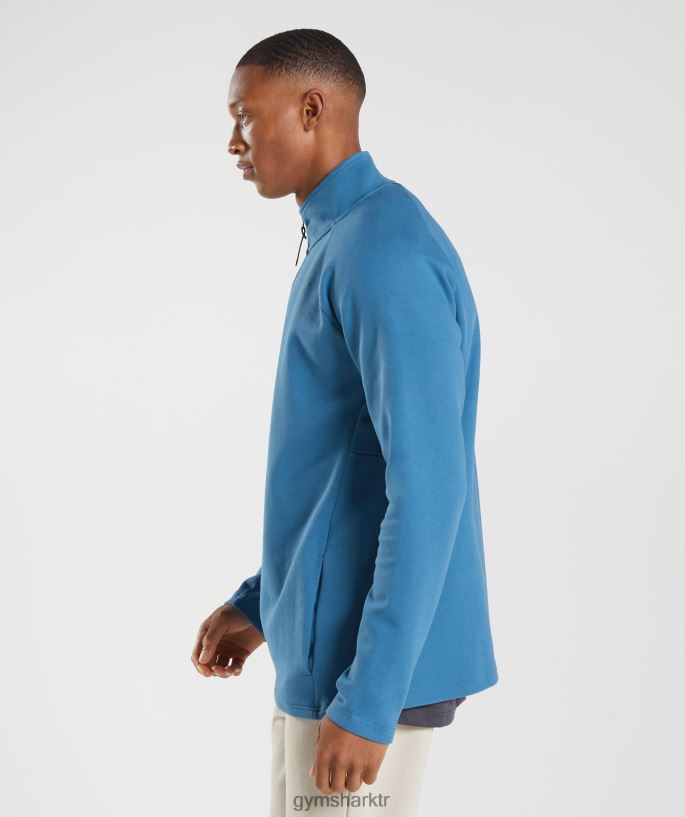 dinlenme günü 1/4 zip 8H4J02832 Gymshark Giyim erkekler göl kenarı mavisi