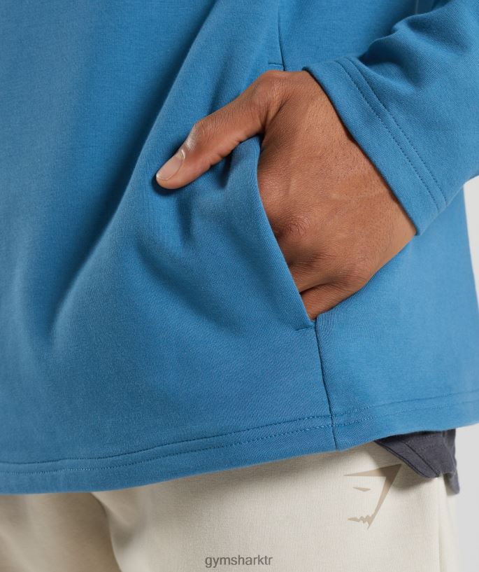 dinlenme günü 1/4 zip 8H4J02832 Gymshark Giyim erkekler göl kenarı mavisi