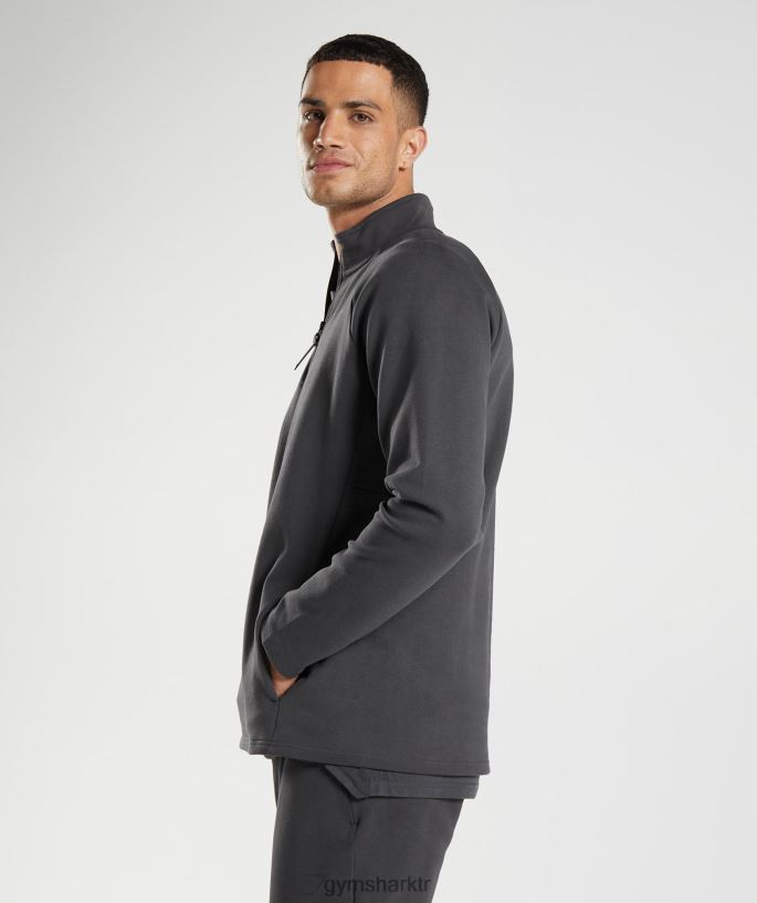 dinlenme günü 1/4 zip 8H4J02862 Gymshark Giyim erkekler oniks grisi