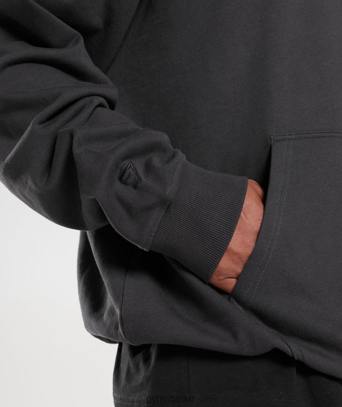 dinlenme günü essentials kapşonlu 8H4J02801 Gymshark Giyim erkekler oniks grisi