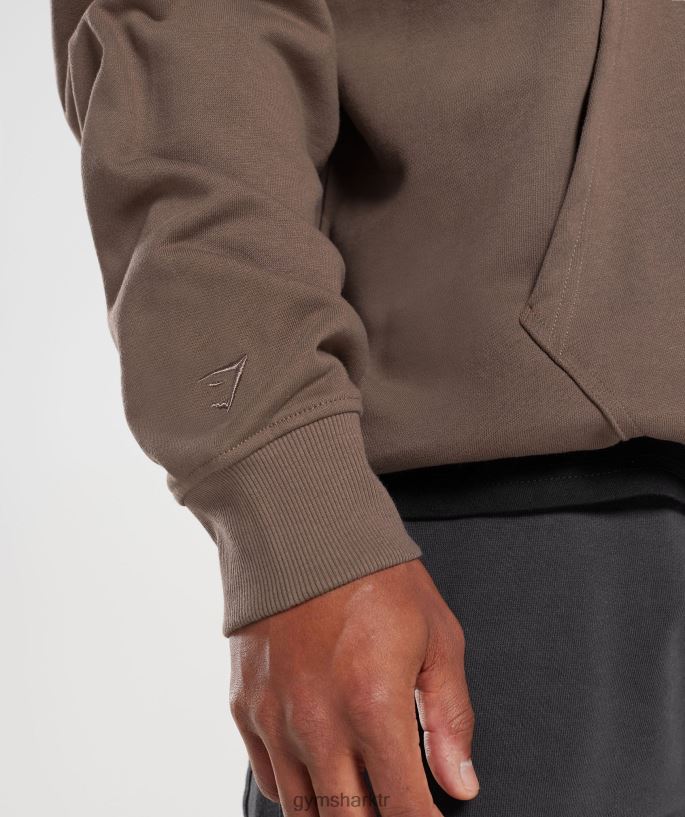 dinlenme günü essentials kapşonlu 8H4J02876 Gymshark Giyim erkekler trüf kahvesi