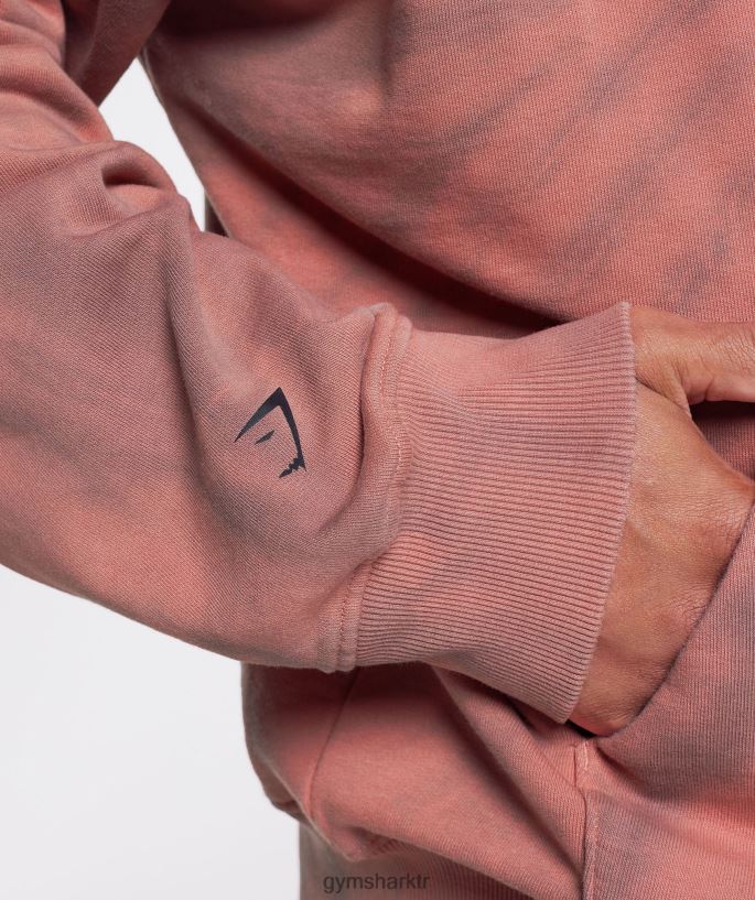 dinlenme günü kapşonlu 8H4J02798 Gymshark Giyim erkekler pişmiş toprak pembe/tozlu bordo/spiral optik yıkama