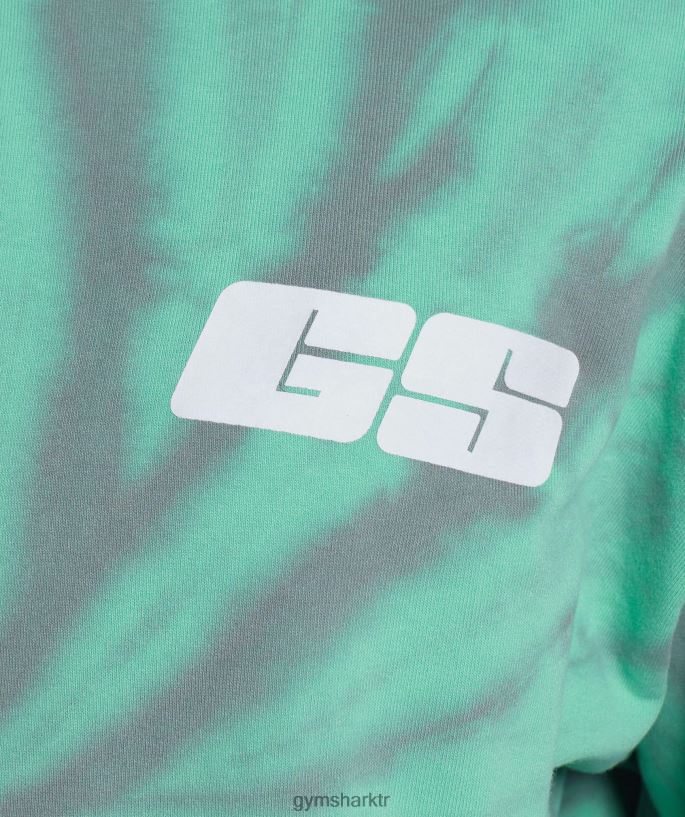 dinlenme günü kapşonlu 8H4J02799 Gymshark Giyim erkekler okside yeşil/siluet gri/spiral optik yıkama