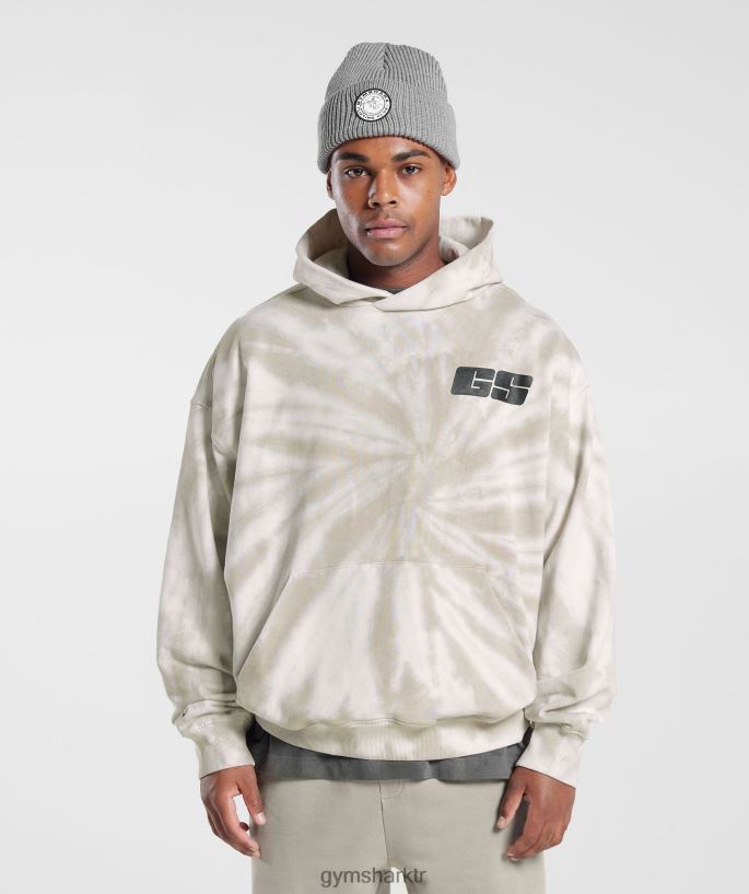 dinlenme günü kapşonlu 8H4J02802 Gymshark Giyim erkekler beyaz/mantar kahvesi/spiral optik yıkama