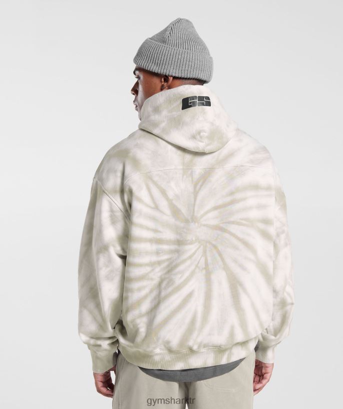 dinlenme günü kapşonlu 8H4J02802 Gymshark Giyim erkekler beyaz/mantar kahvesi/spiral optik yıkama