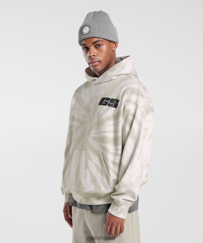 dinlenme günü kapşonlu 8H4J02802 Gymshark Giyim erkekler beyaz/mantar kahvesi/spiral optik yıkama