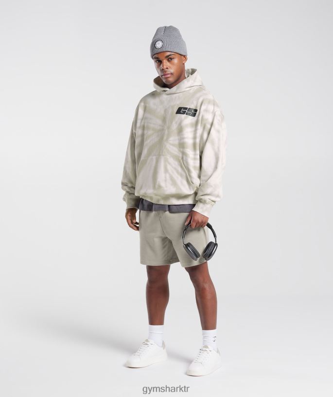 dinlenme günü kapşonlu 8H4J02802 Gymshark Giyim erkekler beyaz/mantar kahvesi/spiral optik yıkama