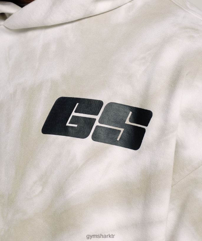 dinlenme günü kapşonlu 8H4J02802 Gymshark Giyim erkekler beyaz/mantar kahvesi/spiral optik yıkama