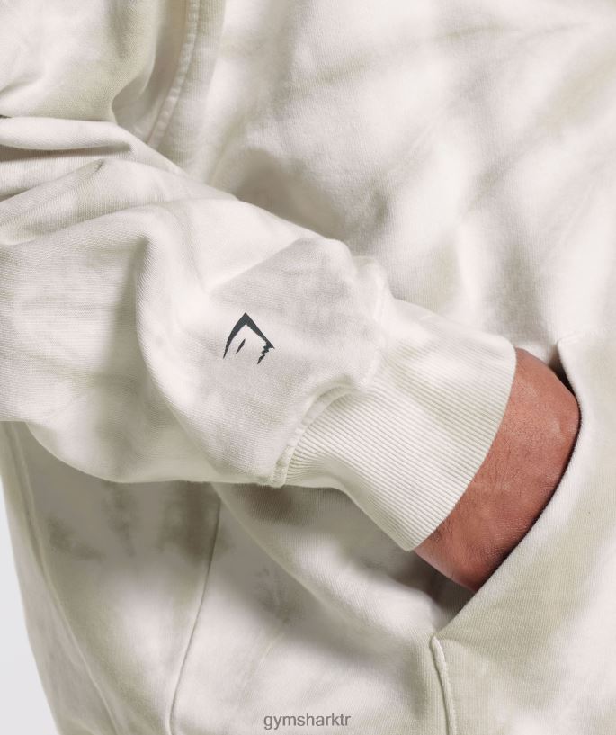 dinlenme günü kapşonlu 8H4J02802 Gymshark Giyim erkekler beyaz/mantar kahvesi/spiral optik yıkama