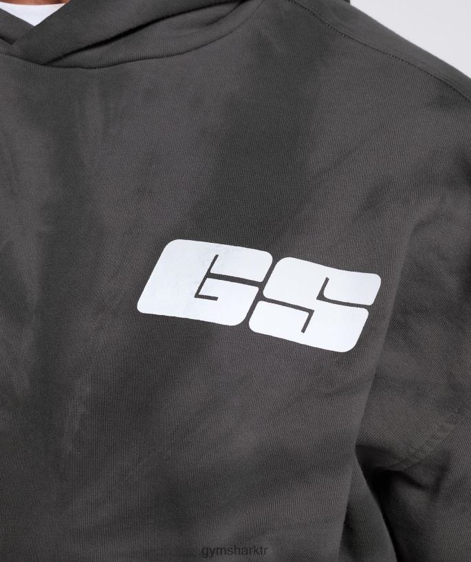 dinlenme günü kapşonlu 8H4J02803 Gymshark Giyim erkekler silüet gri/siyah/spiral optik yıkama