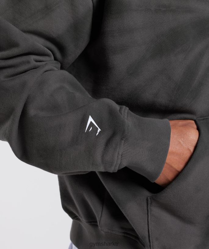 dinlenme günü kapşonlu 8H4J02803 Gymshark Giyim erkekler silüet gri/siyah/spiral optik yıkama