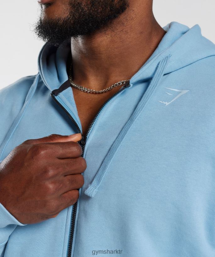 güç fermuarlı kapüşonlu svetşört 8H4J02856 Gymshark Giyim erkekler ozon mavisi