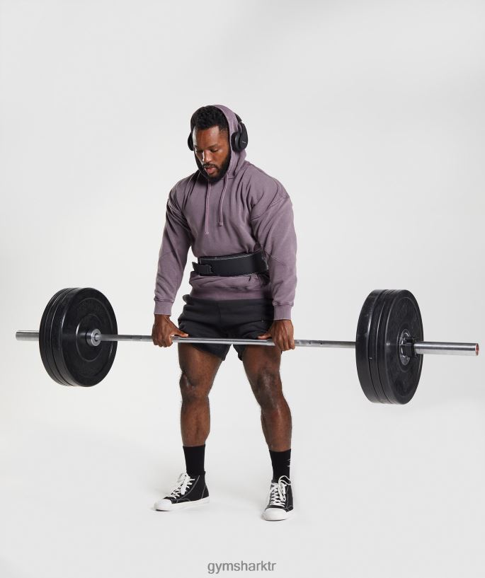 güç yıkanmış kapşonlu 8H4J02788 Gymshark Giyim erkekler misk leylak