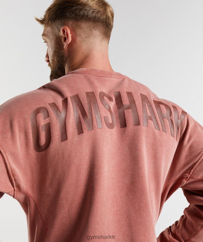 güç yıkanmış mürettebat 8H4J02790 Gymshark Giyim erkekler gül kahvesi