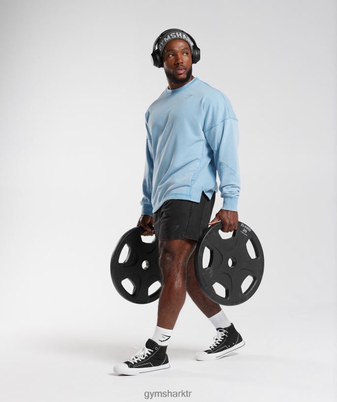 güç yıkanmış mürettebat 8H4J02849 Gymshark Giyim erkekler ozon mavisi