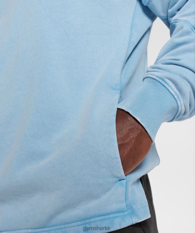 güç yıkanmış mürettebat 8H4J02849 Gymshark Giyim erkekler ozon mavisi