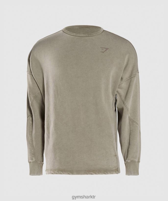 güç yıkanmış mürettebat 8H4J02860 Gymshark Giyim erkekler ekru kahverengi