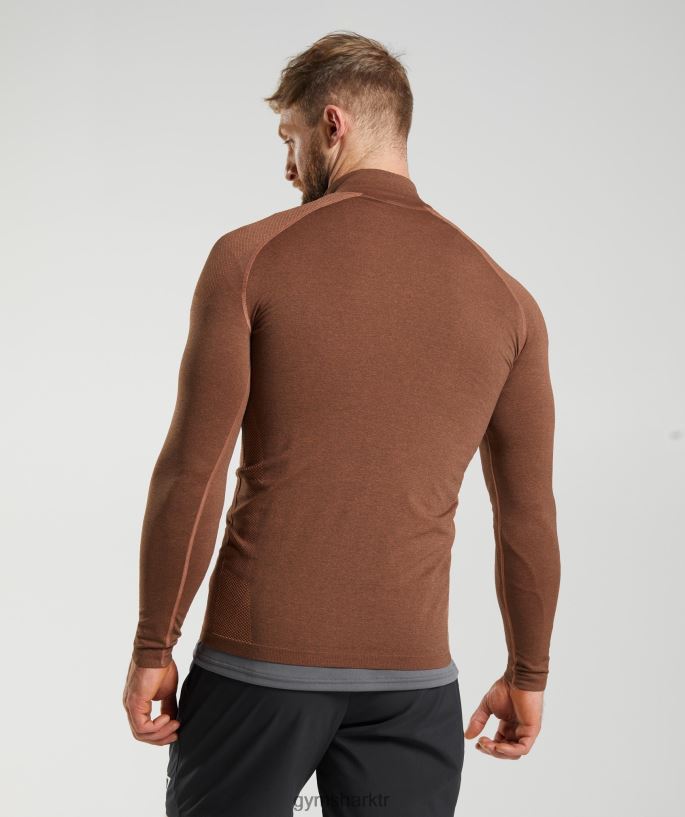 hayati 1/4 zip 8H4J02826 Gymshark Giyim erkekler hurma kırmızısı/trüf kahvesi