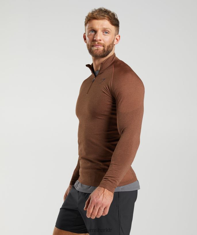hayati 1/4 zip 8H4J02826 Gymshark Giyim erkekler hurma kırmızısı/trüf kahvesi