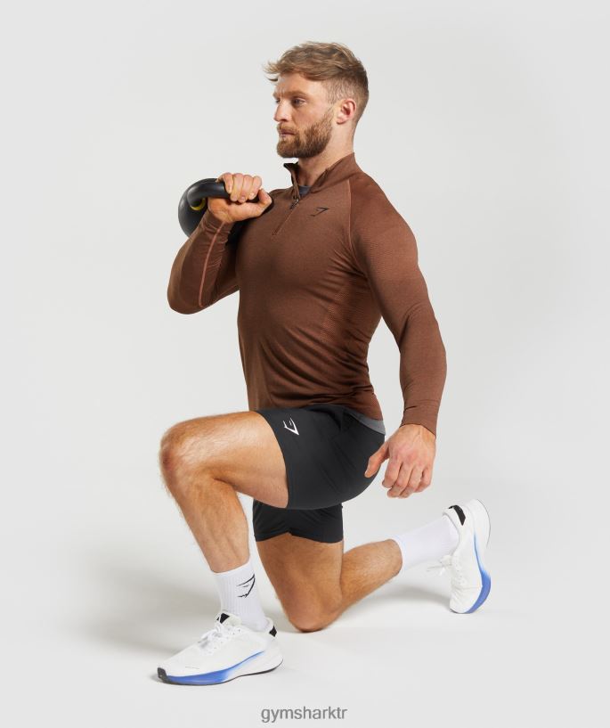 hayati 1/4 zip 8H4J02826 Gymshark Giyim erkekler hurma kırmızısı/trüf kahvesi