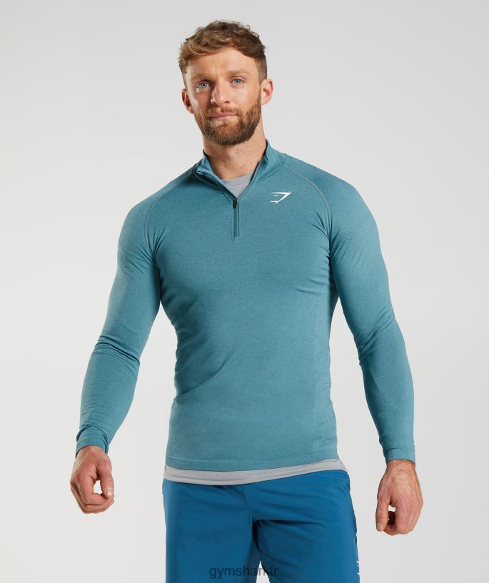 hayati 1/4 zip 8H4J02857 Gymshark Giyim erkekler gök gürültüsü mavisi/buzdağı mavisi