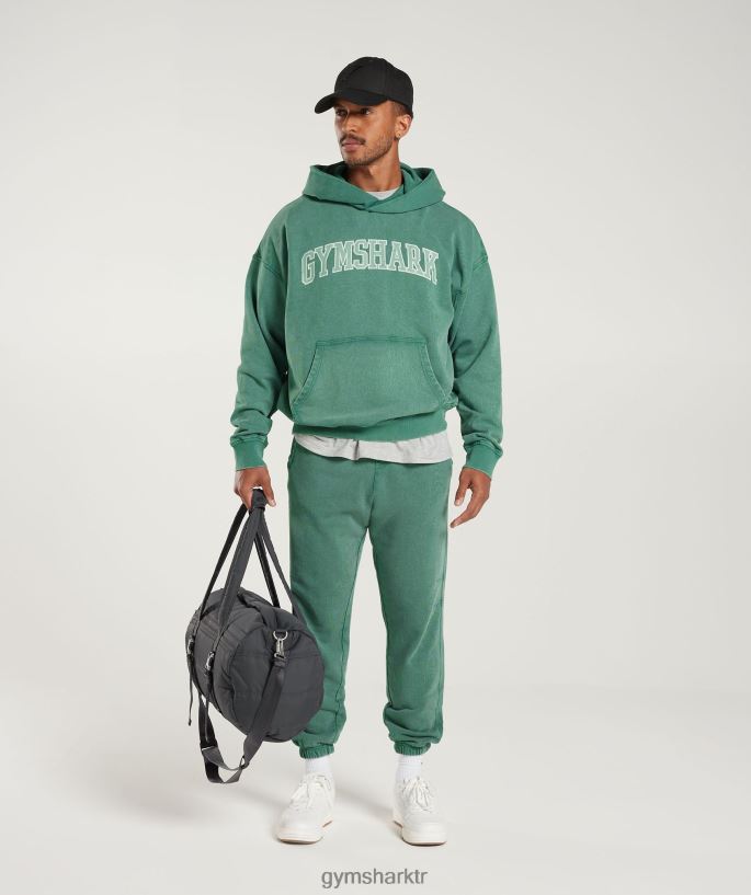 kolej kapşonlu 8H4J02875 Gymshark Giyim erkekler mürekkep deniz mavisi/asit yıkama