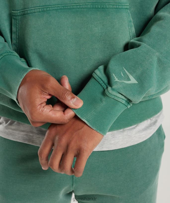 kolej kapşonlu 8H4J02875 Gymshark Giyim erkekler mürekkep deniz mavisi/asit yıkama