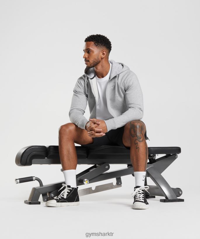 kret fermuarlı kapüşonlu svetşört 8H4J02794 Gymshark Giyim erkekler açık gri marn