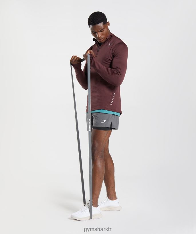 spor 1/4 fermuar 8H4J02822 Gymshark Giyim erkekler pişmiş bordo