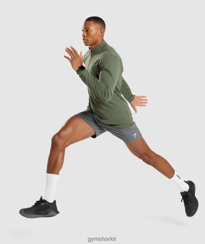 varış 1/4 fermuarlı kazak 8H4J02871 Gymshark Giyim erkekler çekirdekli zeytin