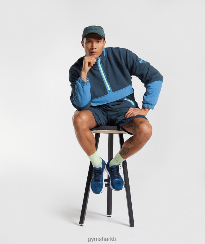 vibes polar 1/4 fermuar 8H4J02809 Gymshark Giyim erkekler lacivert/göl mavisi