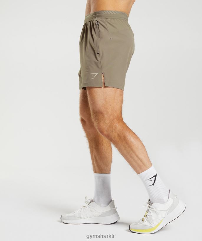 apex 5\" hibrit şort 8H4J02550 Gymshark Giyim erkekler dünyevi kahverengi