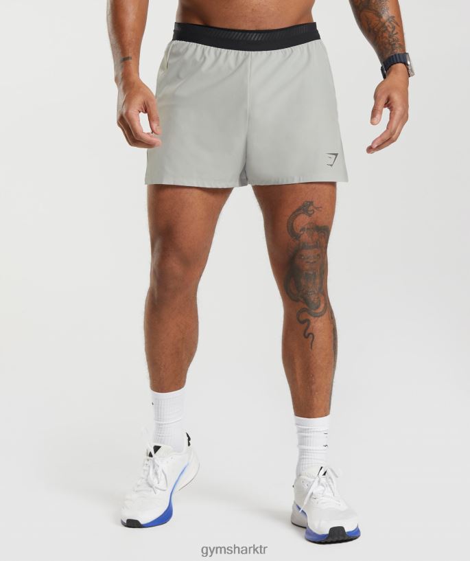 apex run 4" şort 8H4J02539 Gymshark Giyim erkekler açık gri