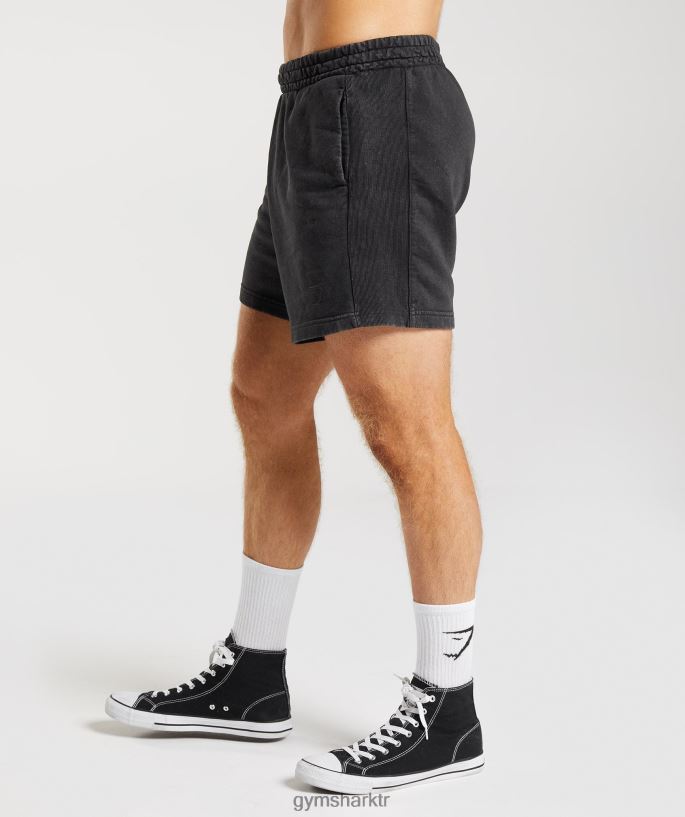 güç yıkanmış 5\" şort 8H4J02524 Gymshark Giyim erkekler siyah