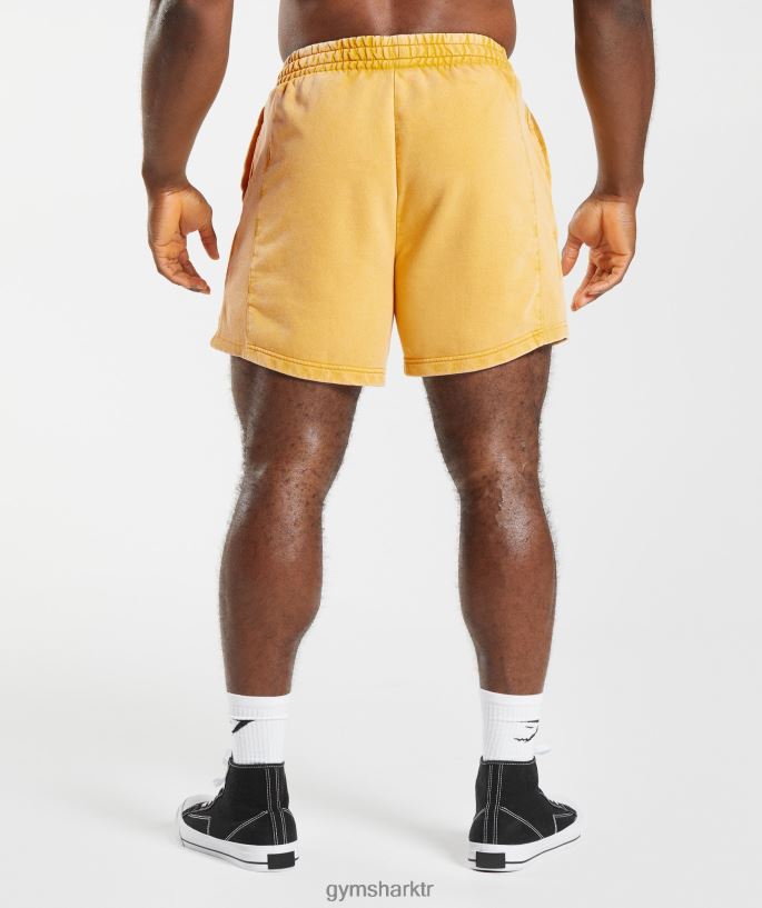güç yıkanmış 5\" şort 8H4J02562 Gymshark Giyim erkekler güneşli sarı