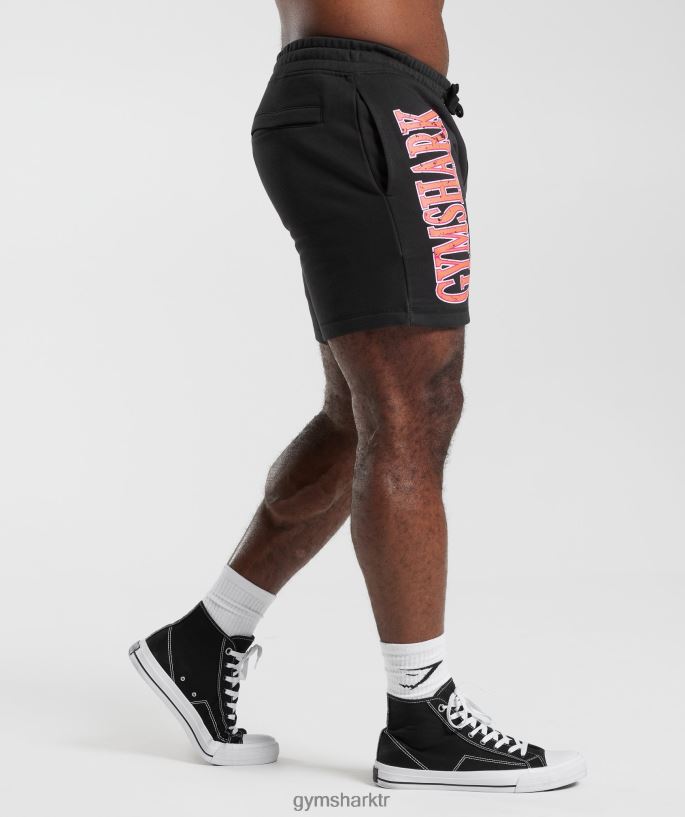 retro dalga şort 8H4J02536 Gymshark Giyim erkekler siyah