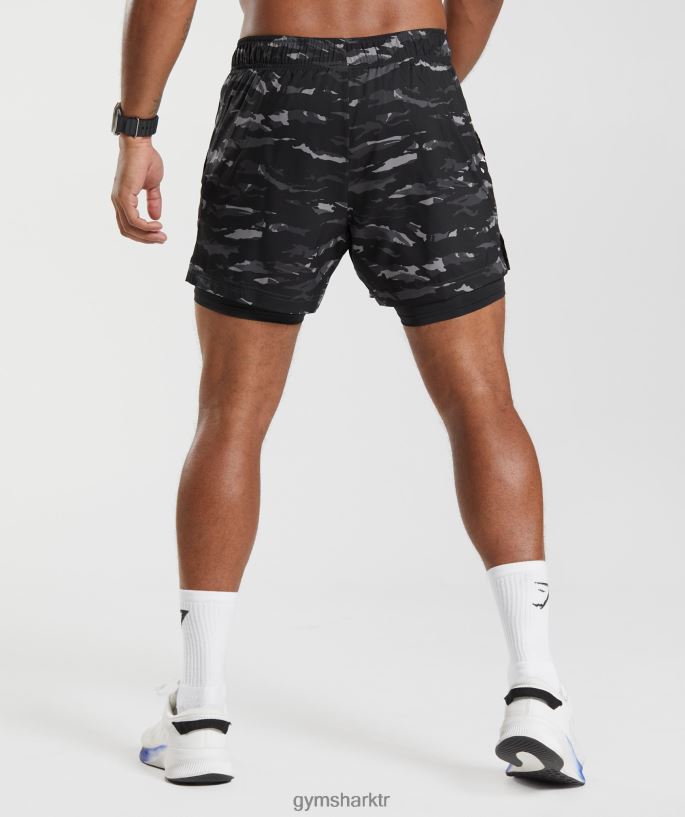 spor 5\" 2\'si 1 arada şort 8H4J02522 Gymshark Giyim erkekler oniks grisi/siyah