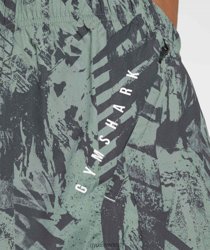 spor 5\" 2\'si 1 arada şort 8H4J02565 Gymshark Giyim erkekler söğüt yeşili/siyah