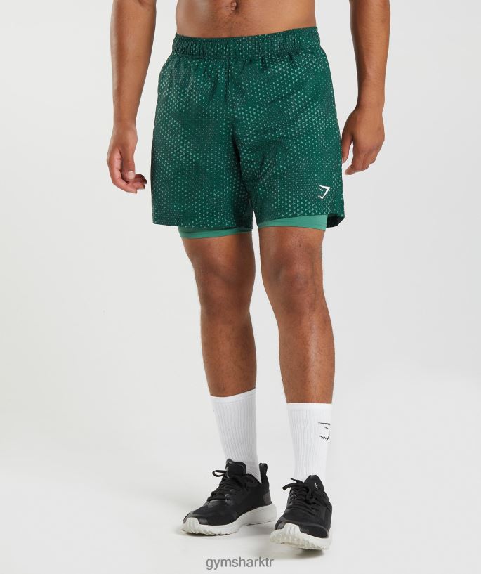 spor 7" 2'si 1 arada şort 8H4J02564 Gymshark Giyim erkekler Hoya yeşili