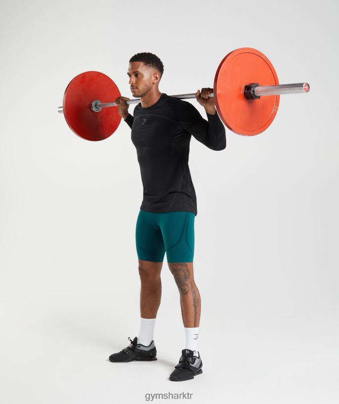 315 dikişsiz 1/2 şort 8H4J021038 Gymshark Giyim erkekler kış deniz mavisi/siyah