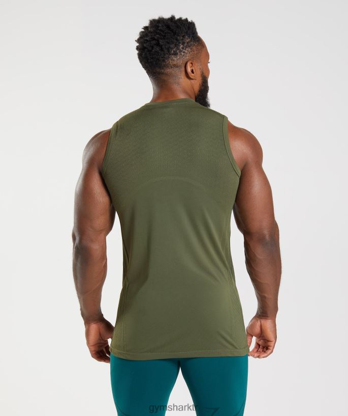 315 dikişsiz tank 8H4J02894 Gymshark Giyim erkekler çekirdekli zeytin/bataklık yeşili