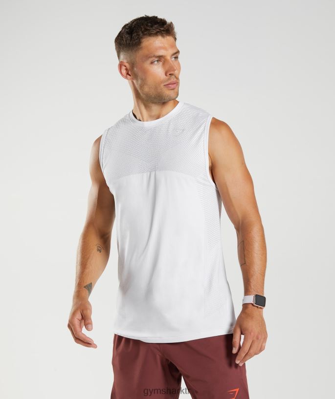 apeks dikişsiz tank 8H4J02899 Gymshark Giyim erkekler beyaz/açık gri