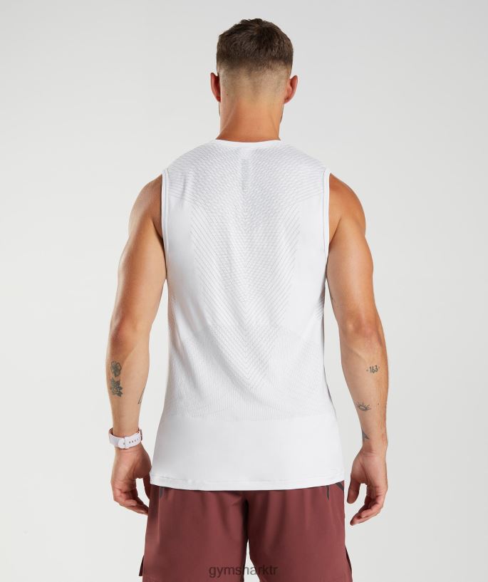 apeks dikişsiz tank 8H4J02899 Gymshark Giyim erkekler beyaz/açık gri