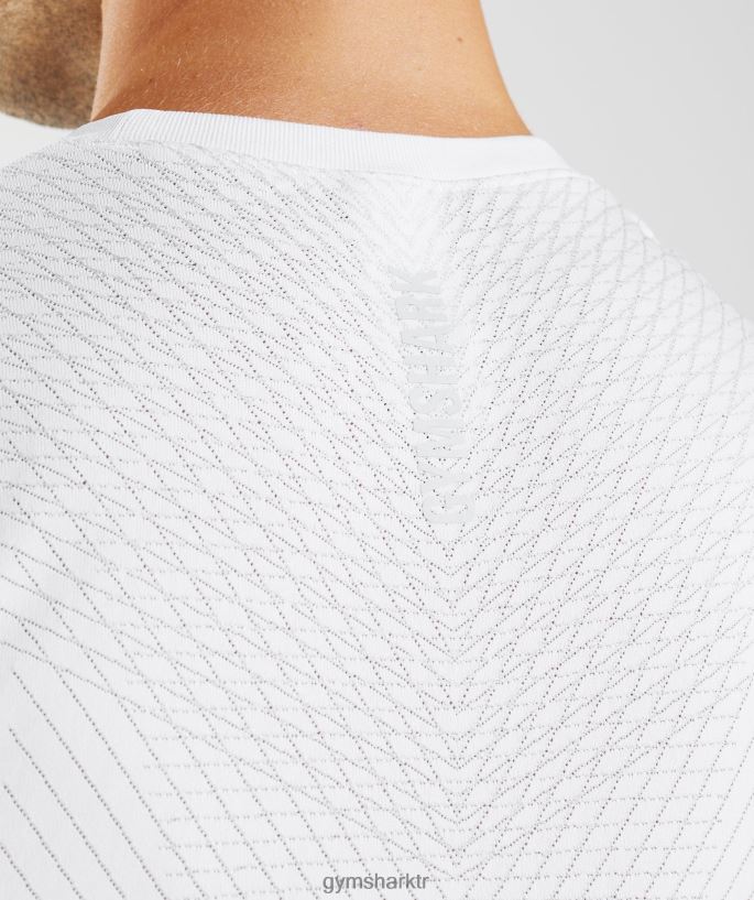 apeks dikişsiz tank 8H4J02899 Gymshark Giyim erkekler beyaz/açık gri