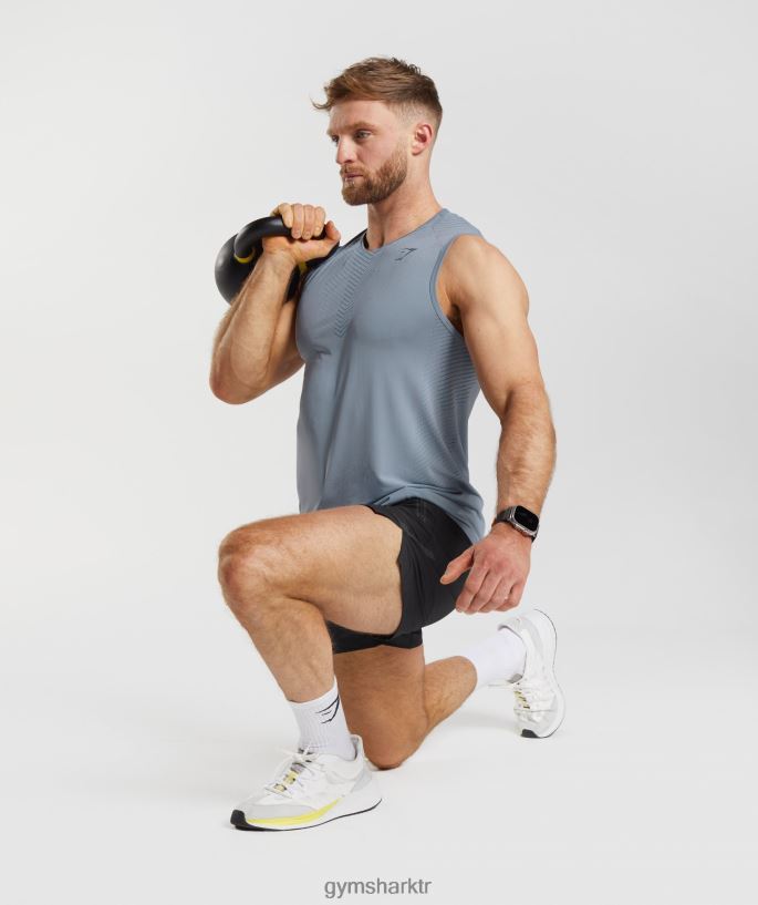 apeks tankı 8H4J02971 Gymshark Giyim erkekler drift gri/akşam mavisi