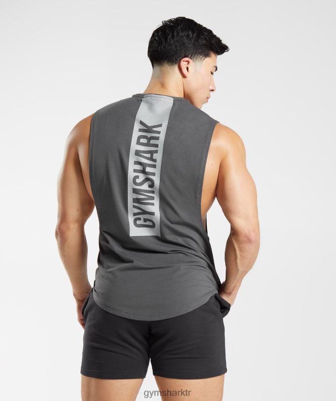 cesur açılan kol tankı 8H4J02882 Gymshark Giyim erkekler siluet gri
