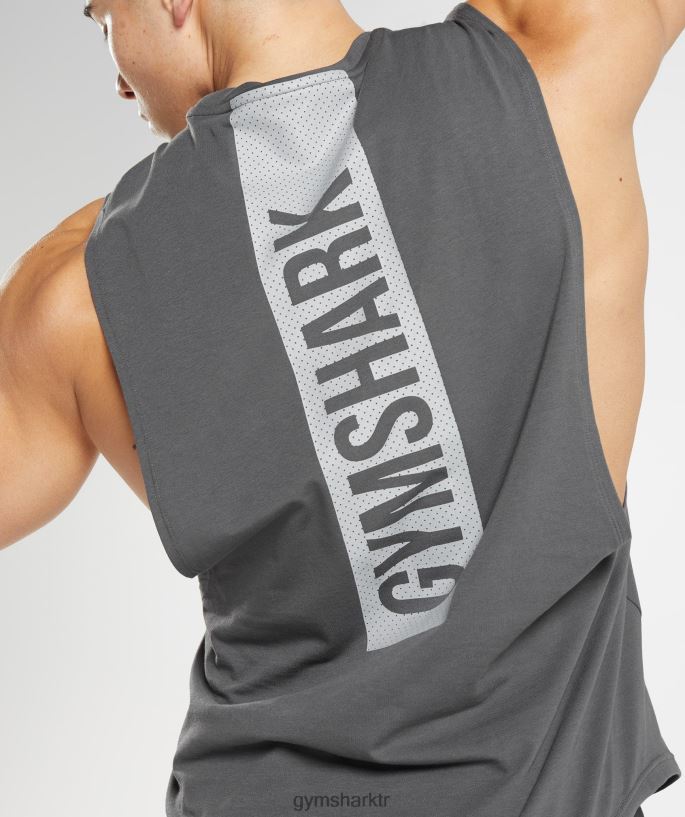 cesur açılan kol tankı 8H4J02882 Gymshark Giyim erkekler siluet gri