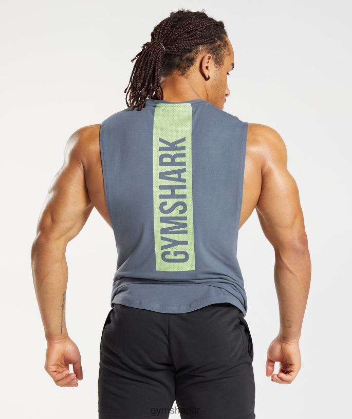 cesur açılan kol tankı 8H4J02907 Gymshark Giyim erkekler akşam mavisi